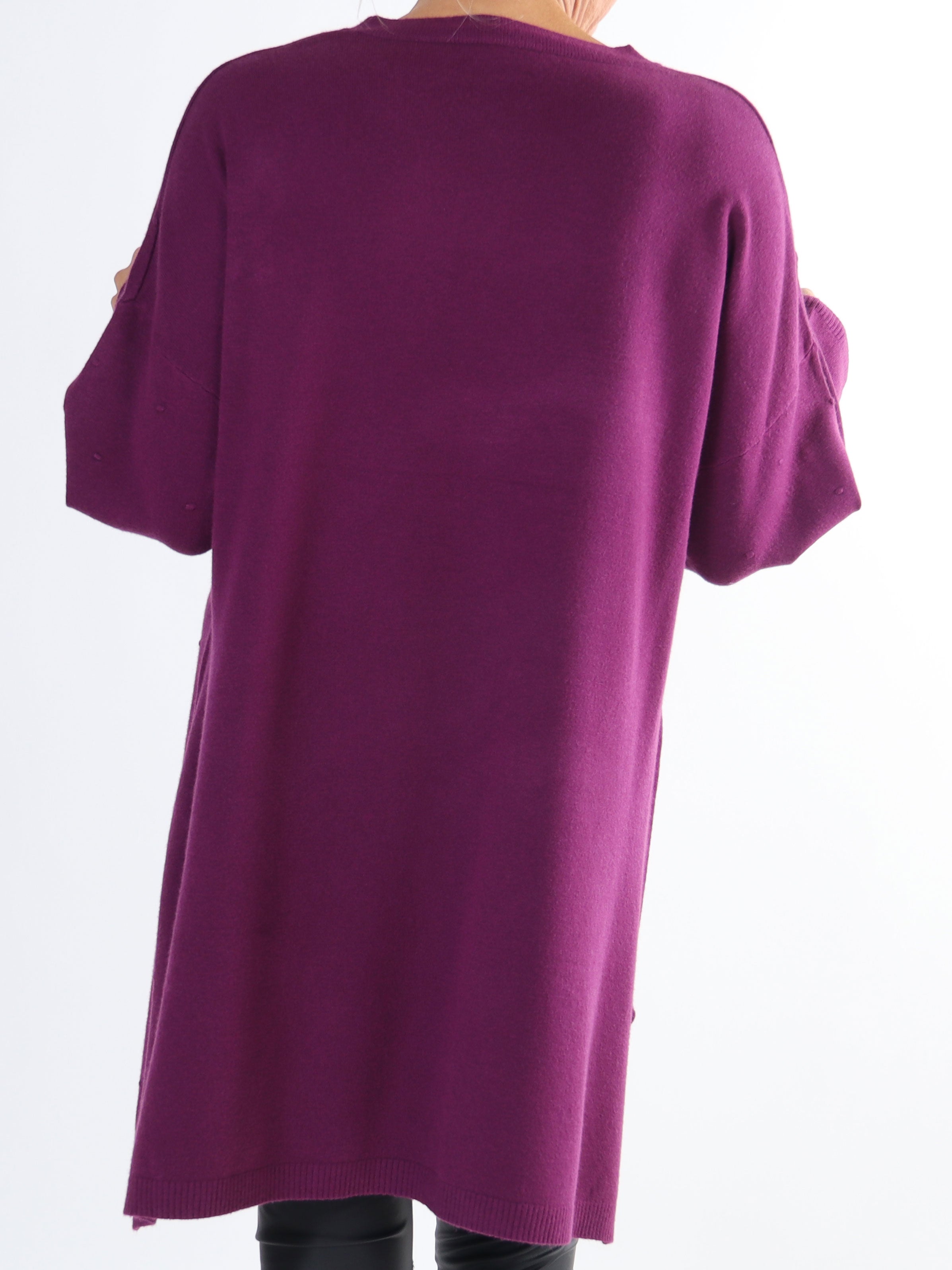 Zina - Plus size strikbluse med prikket detaljer i stoffet